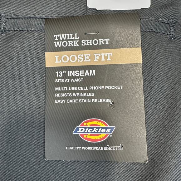 Dickies Twill Work Shorts Mens 40 Charcoal Loose Fit Wrinkle Resistant Easy Care - Picture 10 of 12